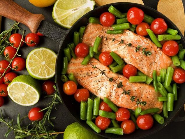 peixe com vegetais para uma dieta sem glúten